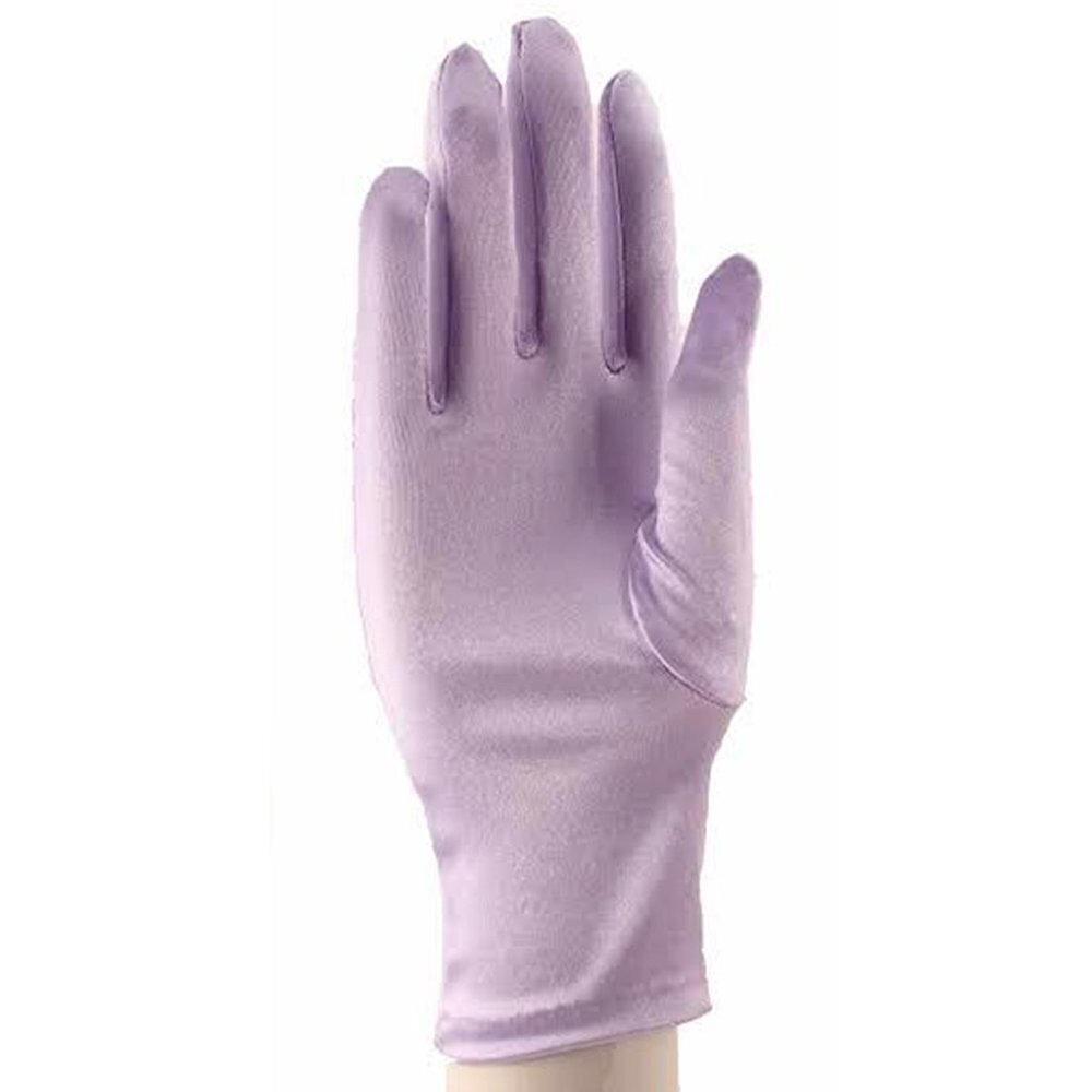 Lilac Satin Stretch Wrist Length Dress Gloves Retro Style - Hey Viv